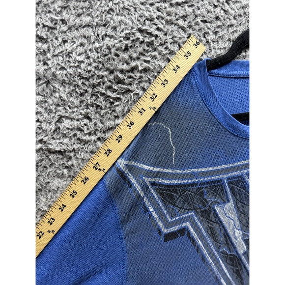 Vintage Tapout Long-sleeve Thermal Shirt Lightning Affliction Style XXL Y2K Blue - Picture 8 of 9